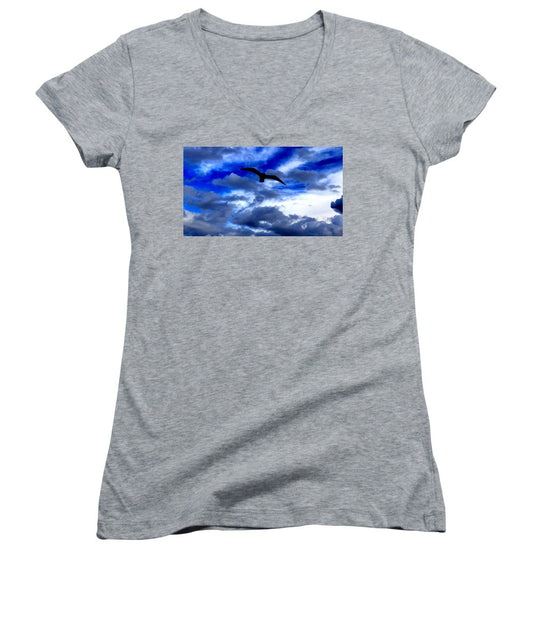 Flying In The Blue - Women's V-Neck - Customizable