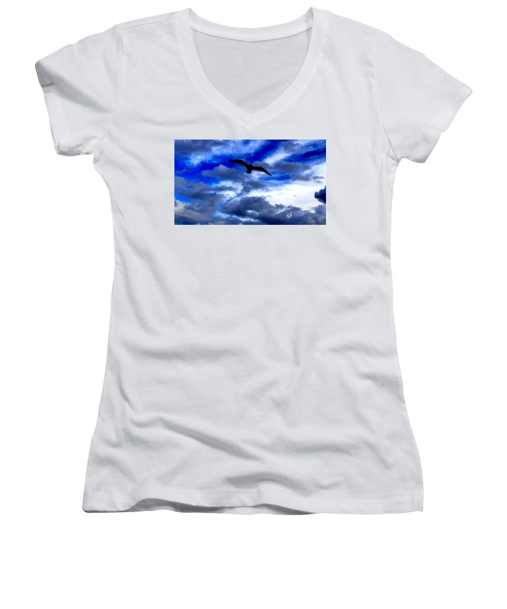 Flying In The Blue - Women's V-Neck - Customizable