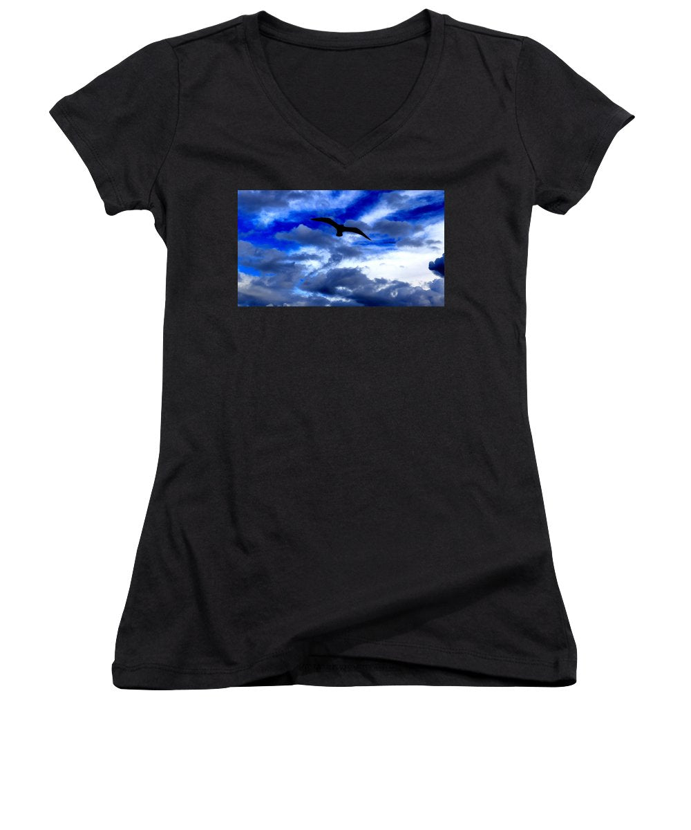 Flying In The Blue - Women's V-Neck - Customizable