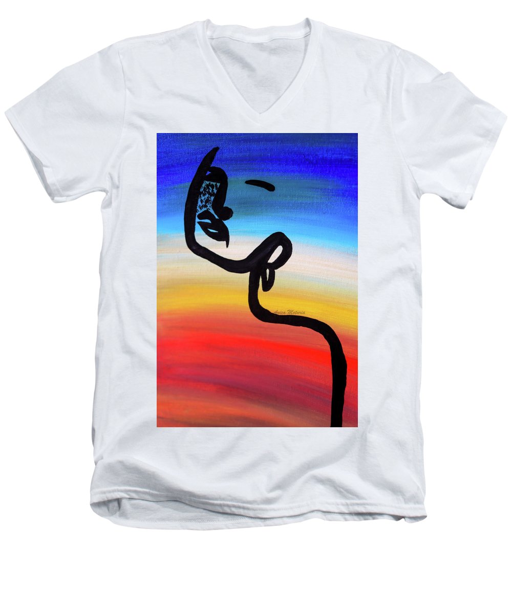 Beauté au trait - T-shirt avec encolure en V pour hommes