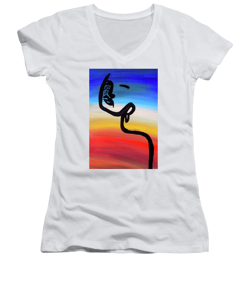 Line Art Beauty - Women's V-Neck - Customizable